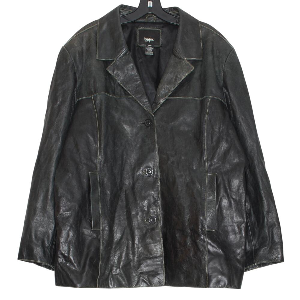 Mossimo Jacket Leather Grunge 90s Y2K Goth Streetwear Statement Button Black 24W